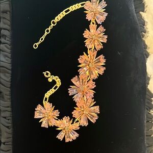 J Crew like new pink lucite necklace.  Pink/gold.